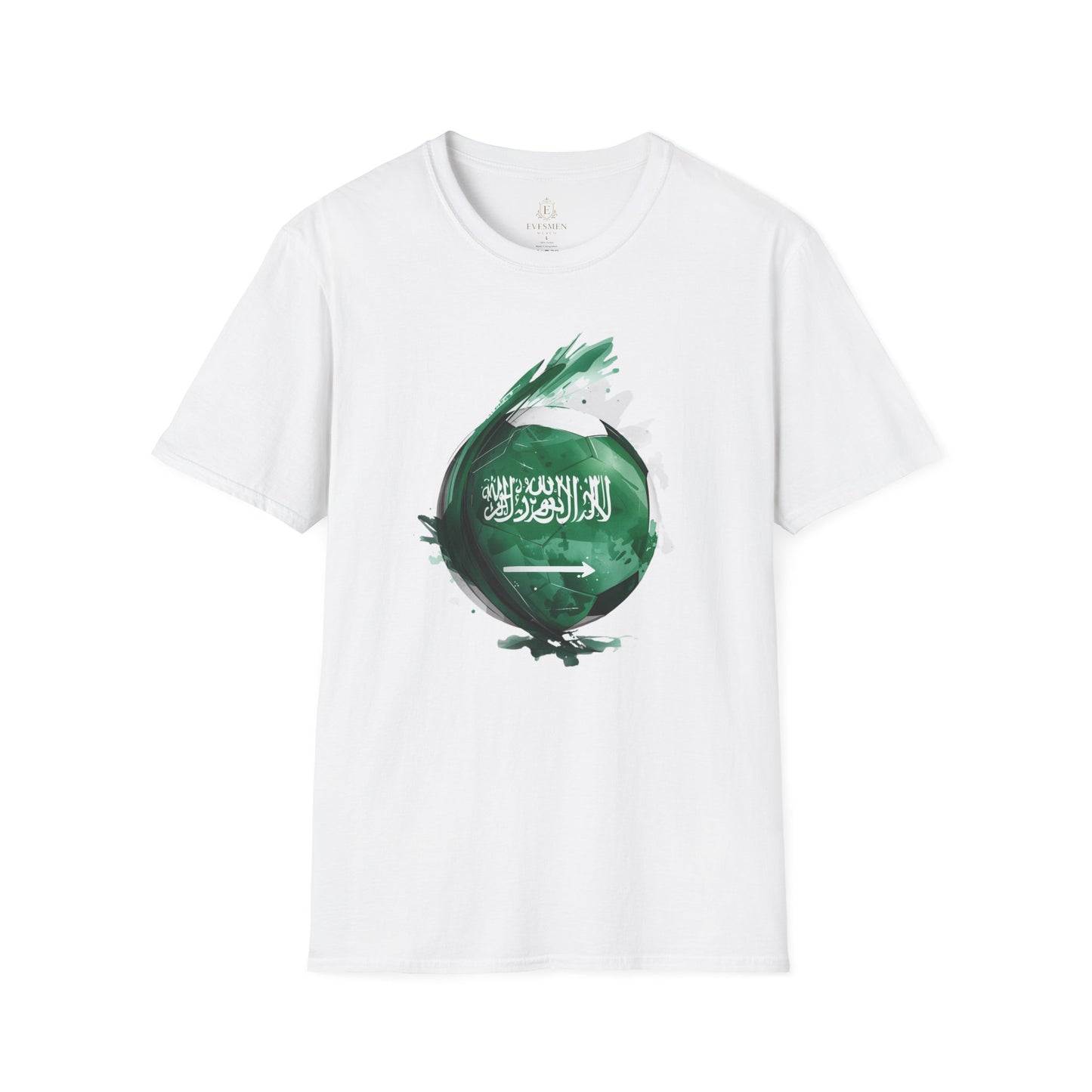 Saudi Arabia Football Flag Splatter T-Shirt Abstract Green Falcon Soccer Tee