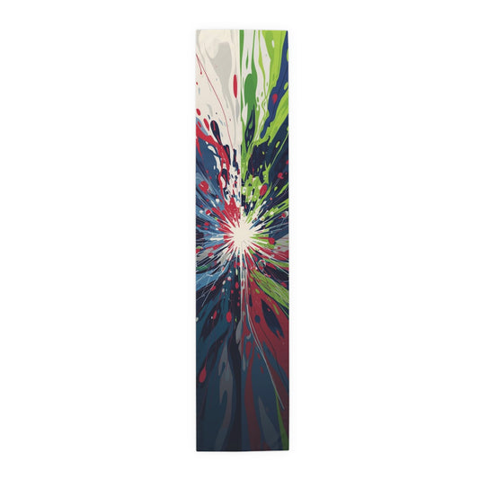 Abstract Burst Table Runner — Modern Splash Design Cotton-Poly Blend