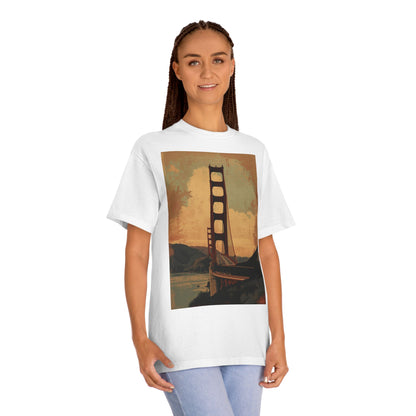 Golden Gate Bridge Art Print T-Shirt Vintage-Styled Classic Tee