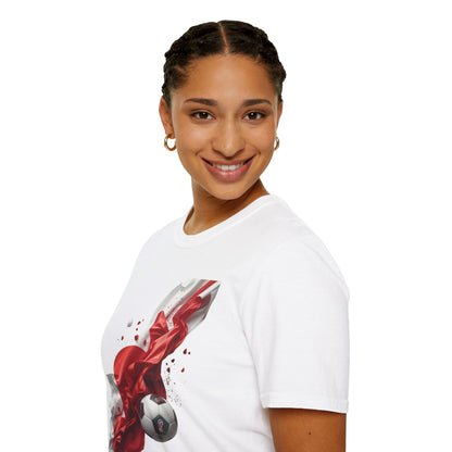 Japan Football Rising Sun T‑Shirt — Dynamic Red & White Silk Ribbon Design Tee