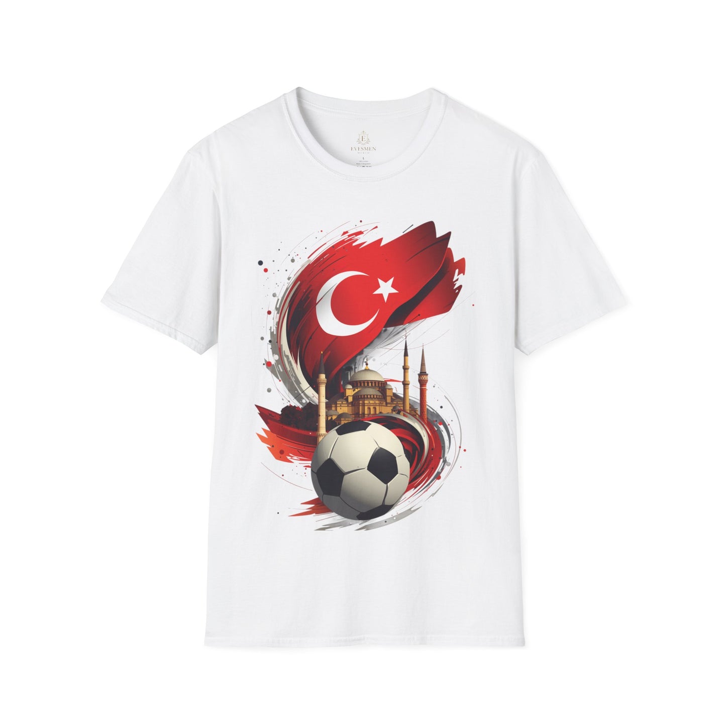 Turkey Soccer T-Shirt — Turkish Flag, Mosque & Football Design Tee