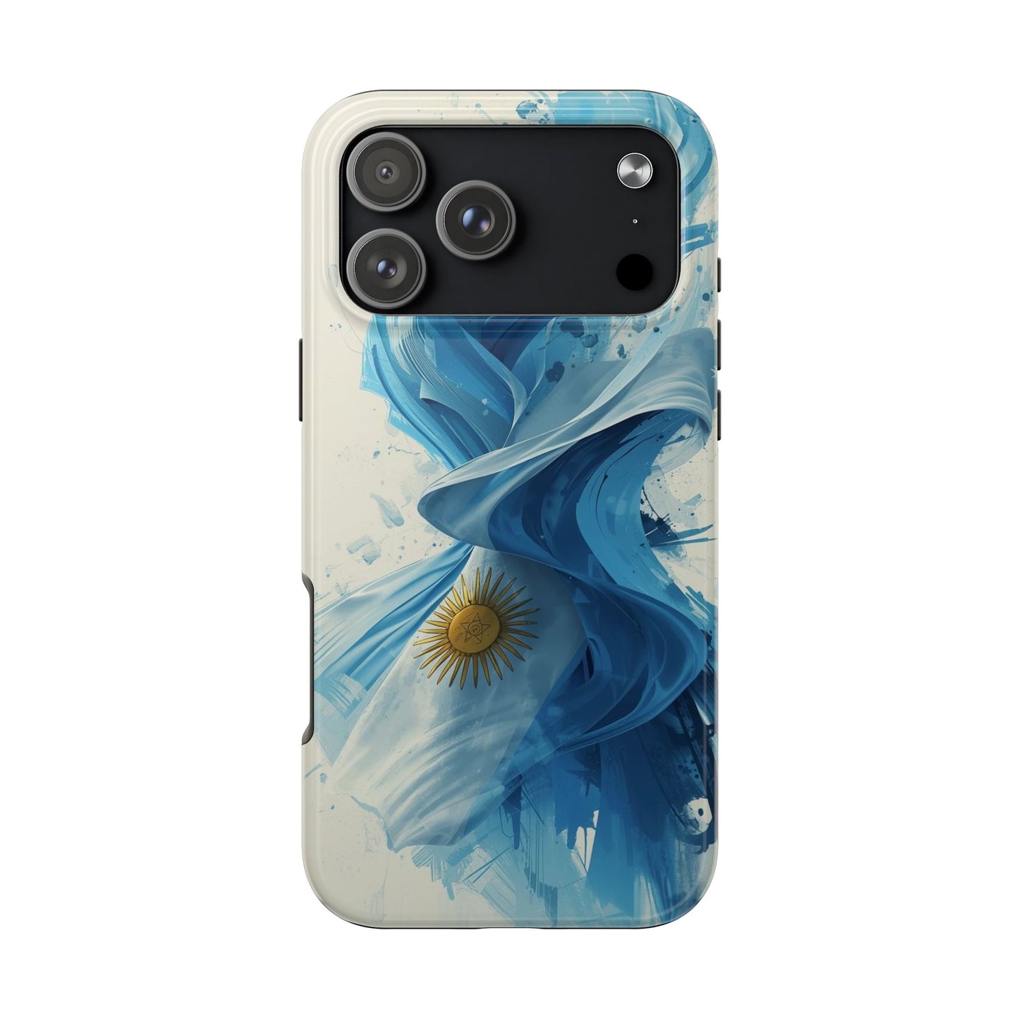 Argentinian Flag Watercolor Tough Phone Case - Blue Ribbon & Sun Protective Cover