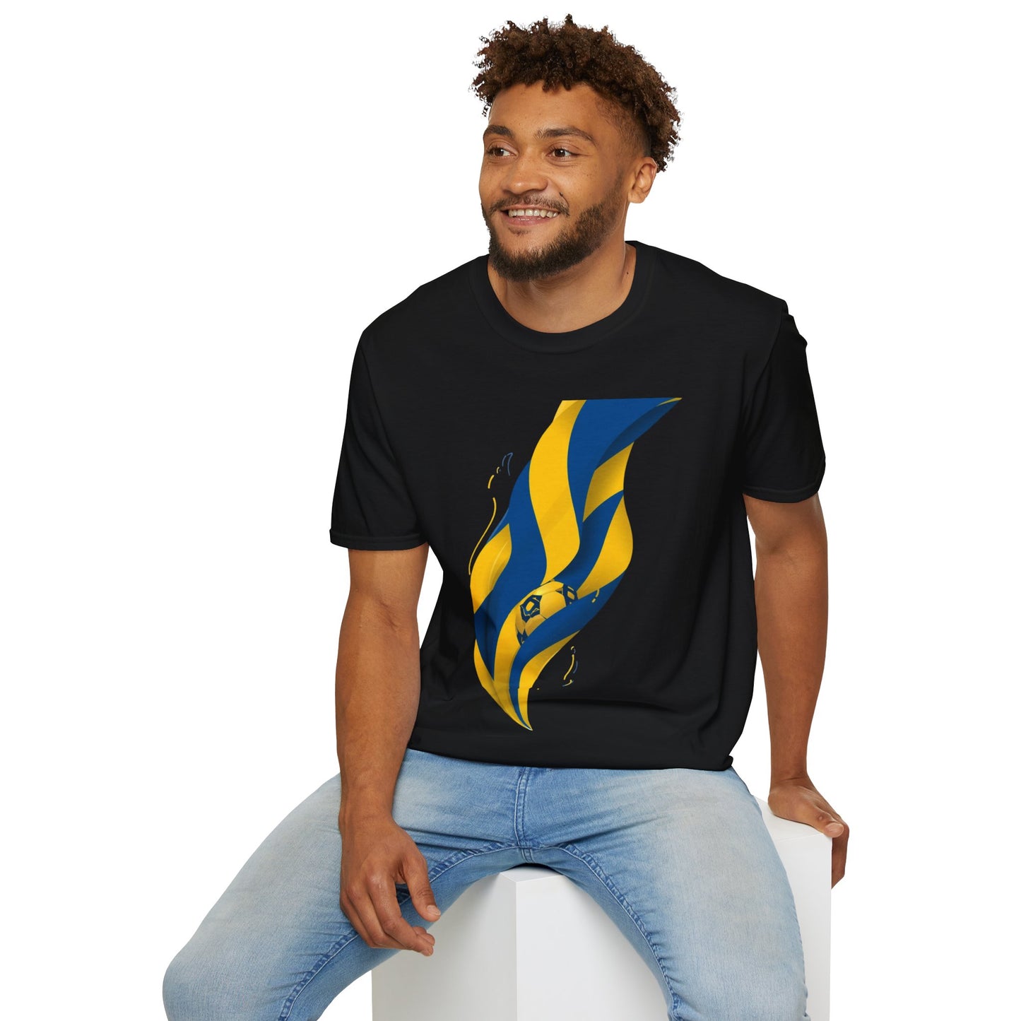 Sweden Football Flag T‑Shirt Abstract Minimalist Blue & Yellow Graphic Tee
