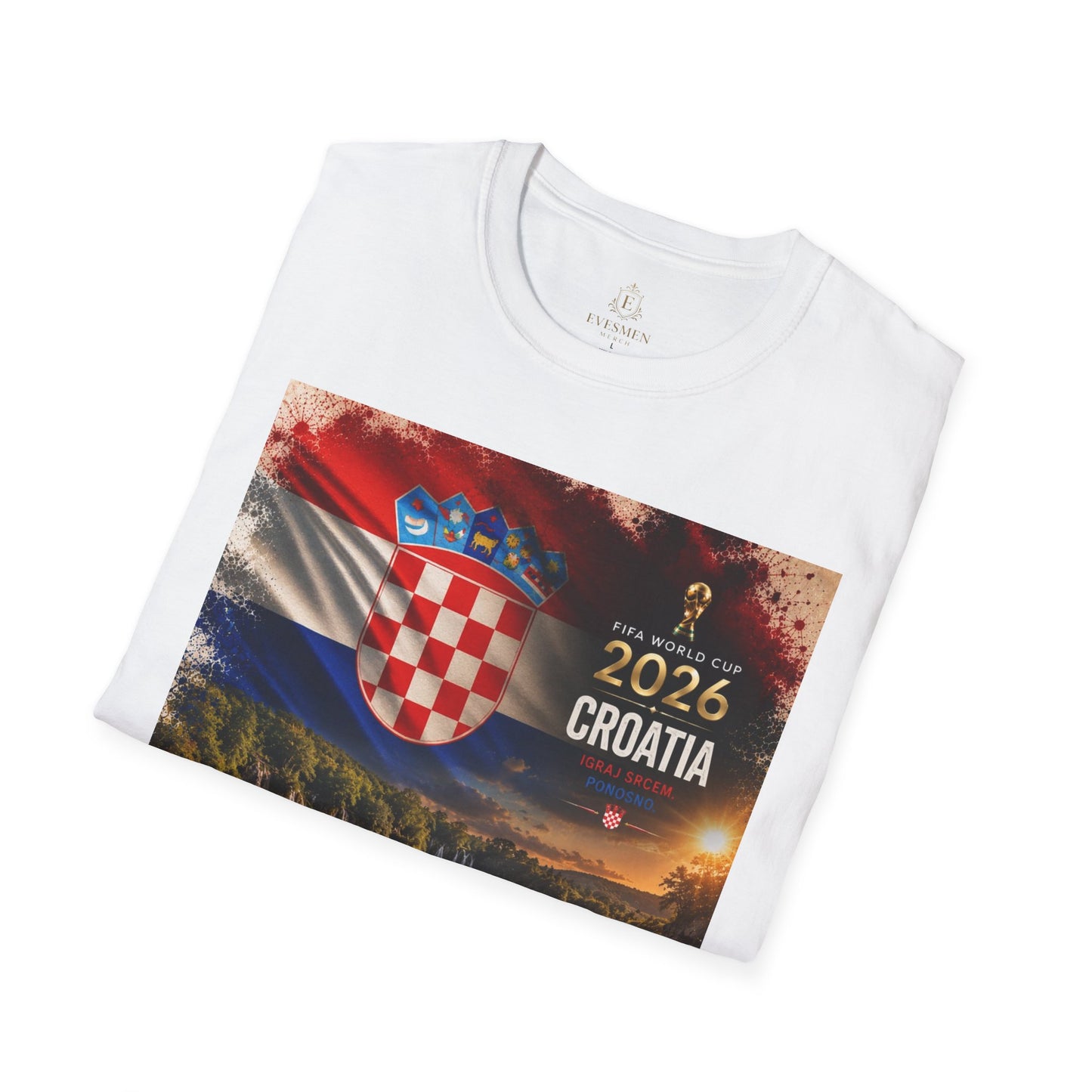 Croatia Football Flag Plitvice Lakes T-Shirt Vatreni Soccer Landscape Tee