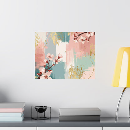 Cherry Blossom Abstract Wall Art | Matte Floral Brushstroke Poster