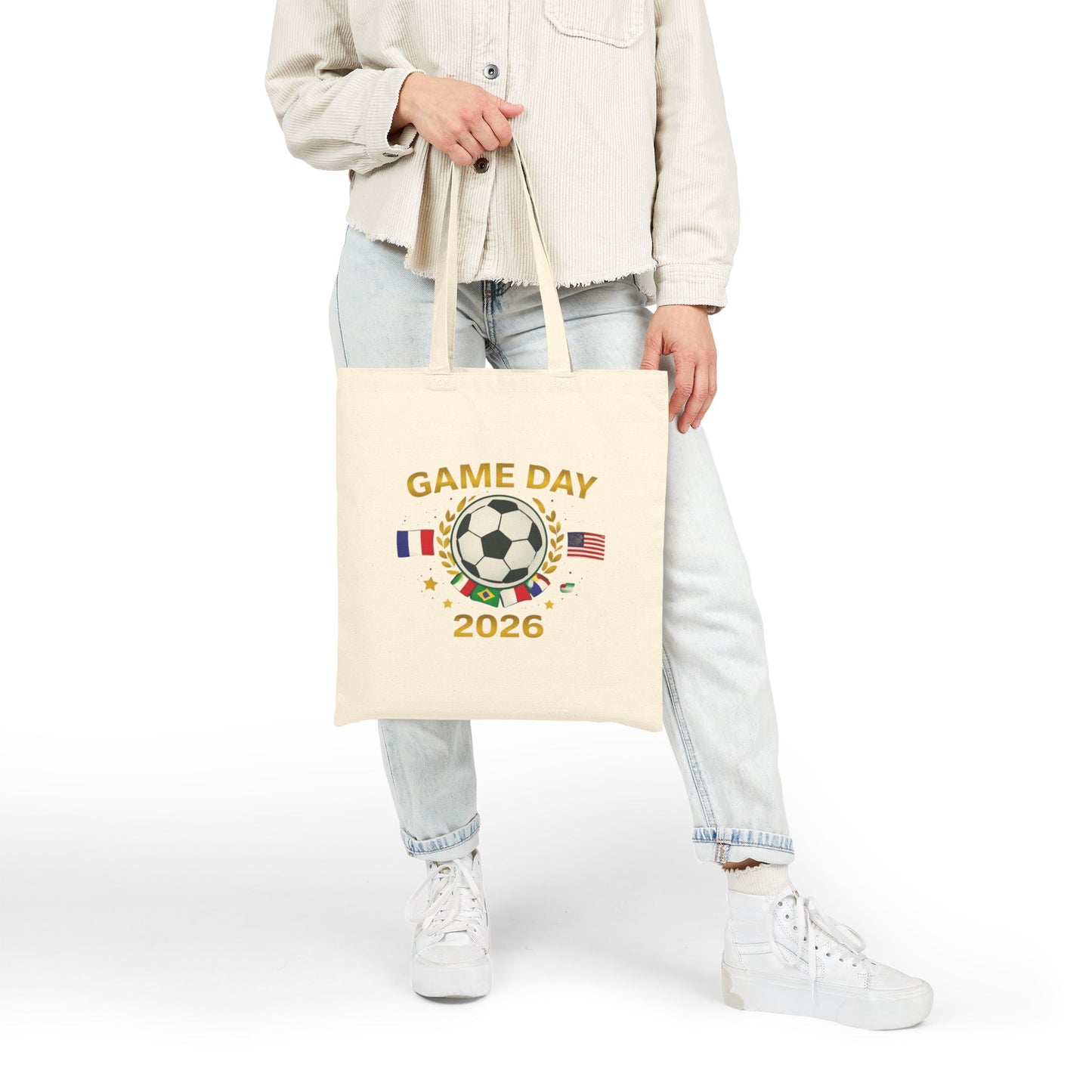 Soccer Game Day Tote Bag 2026 – World Cup Fan Cotton Canvas Tote