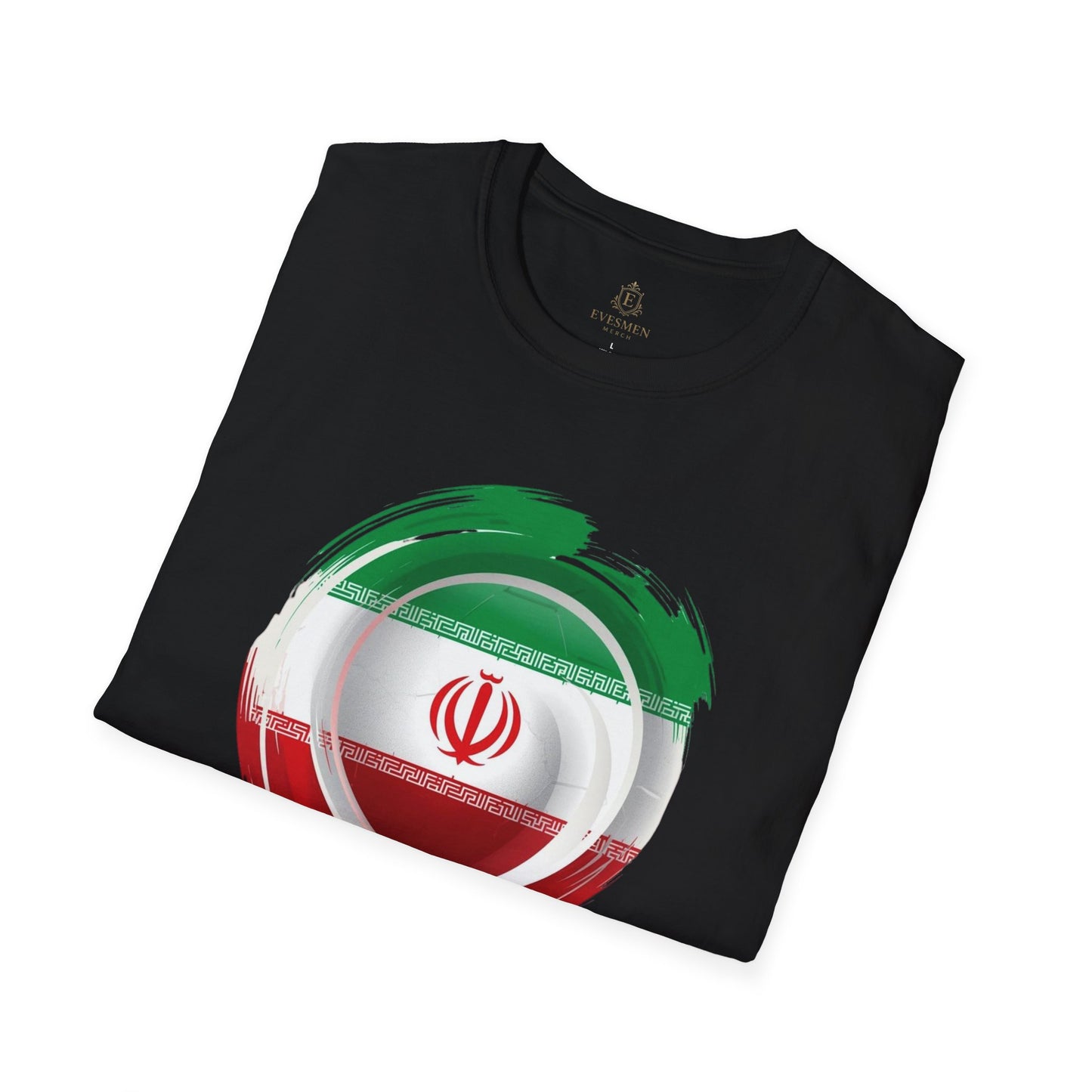 Iran Football Flag Circular Brushstroke T-Shirt Team Melli Soccer Graphic Tee