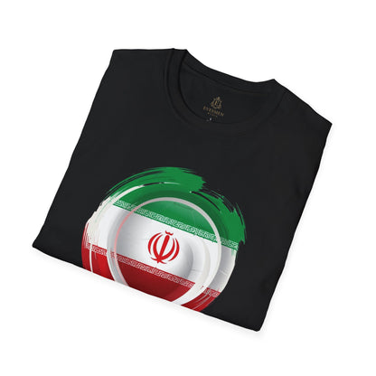 Iran Football Flag Circular Brushstroke T-Shirt Team Melli Soccer Graphic Tee