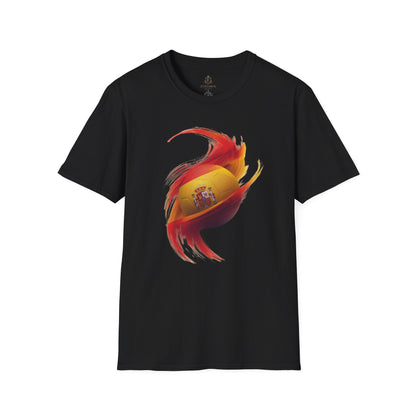 Spain Football Flag Vortex T-Shirt La Roja Soccer Brushstroke Design Tee
