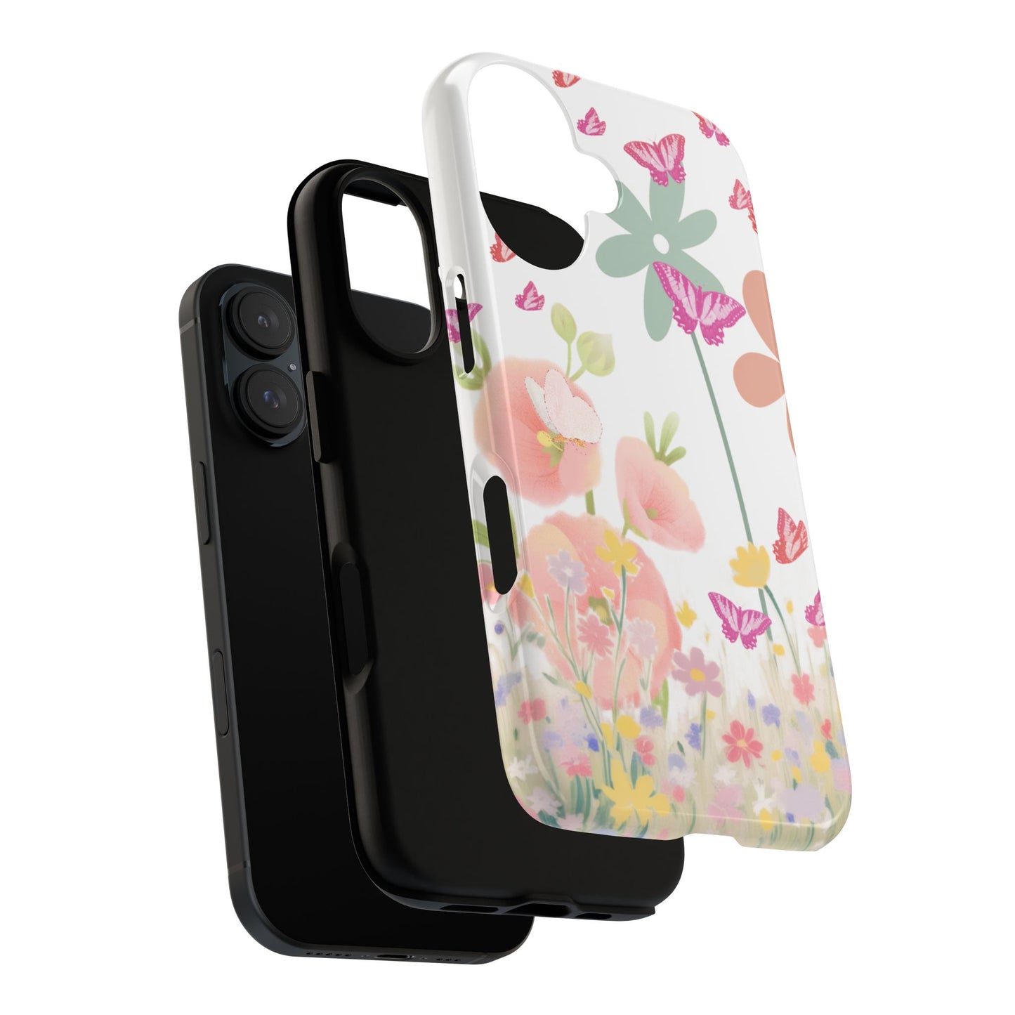 Phone case with floral design on a white background