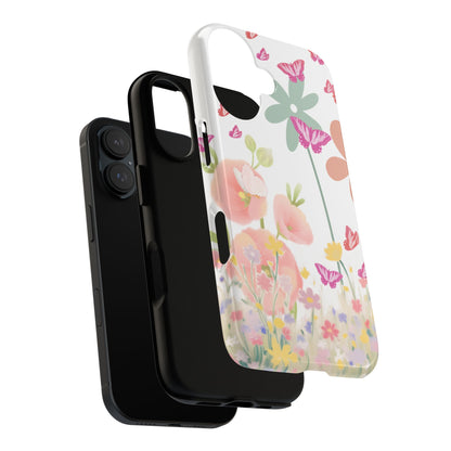Phone case with floral design on a white background