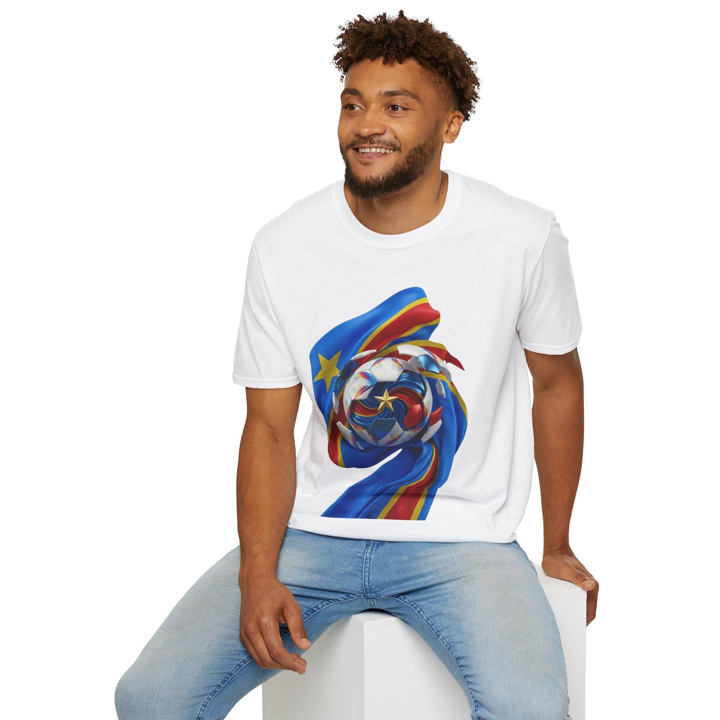 DR Congo Football Flag Exploding Ball T-Shirt Leopards Soccer Graphic Tee