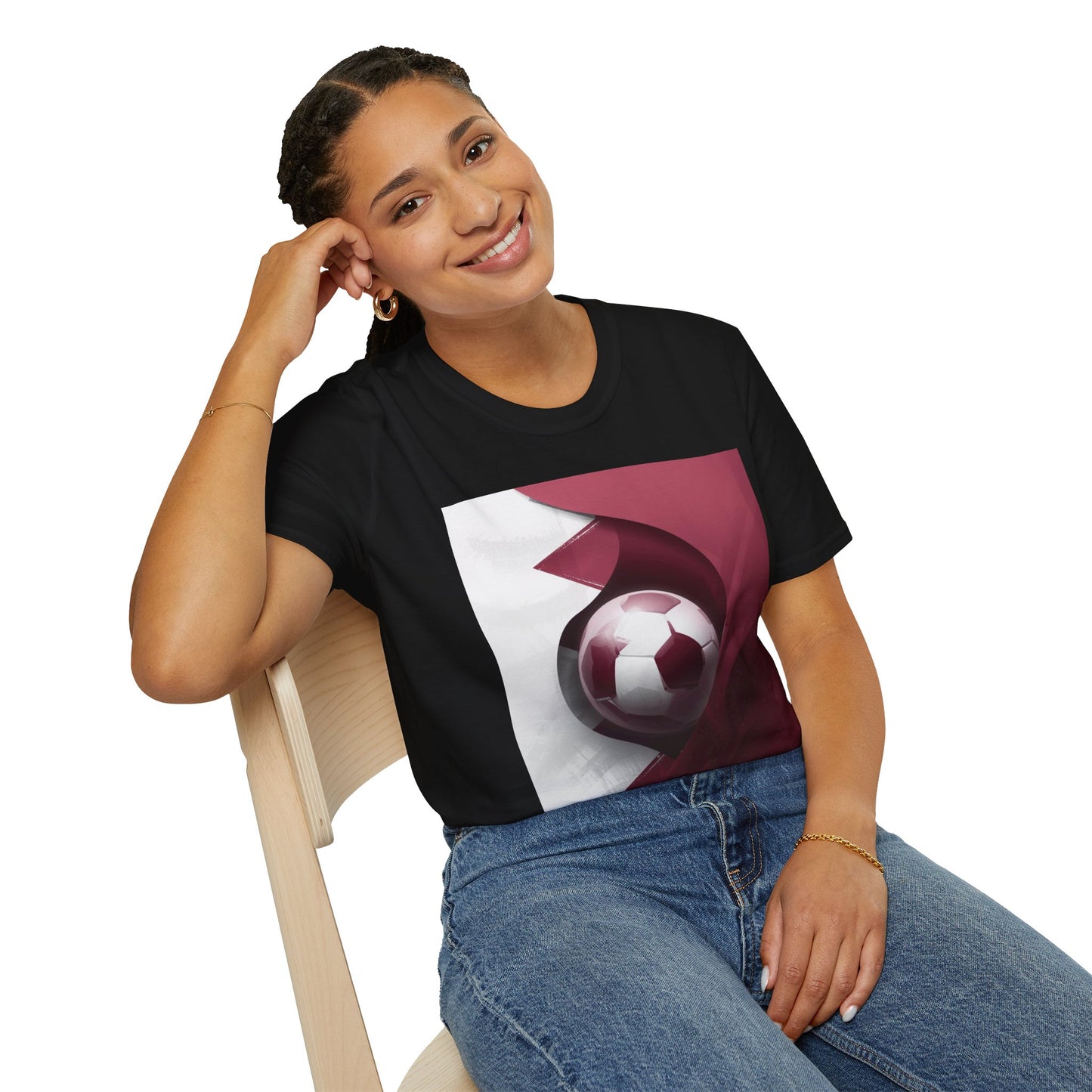 Qatar Football Flag Abstract Graphic T-Shirt Al-Annabbi Soccer Design Tee