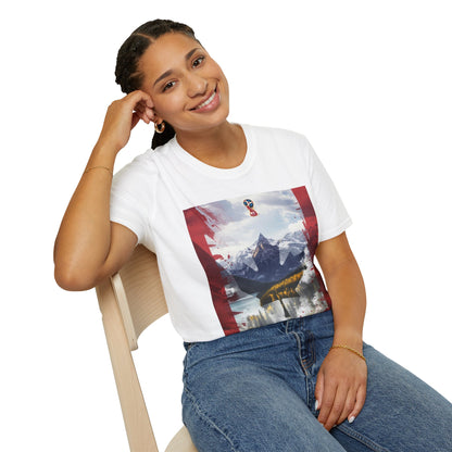 Patriotic Canadian Flag T-Shirt Maple Leaf Mountain Art Design Tee