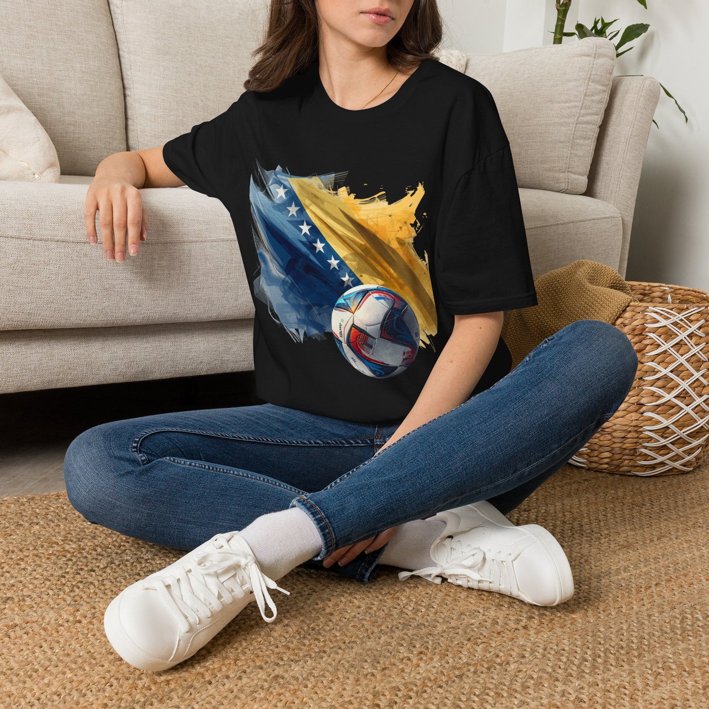 Bosnia and Herzegovina Football Flag Abstract T-Shirt Zmajevi Soccer Graphic Tee