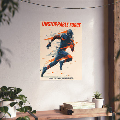 Unstoppable Force Football Wall Art Poster | Motivational Matte Sports Print