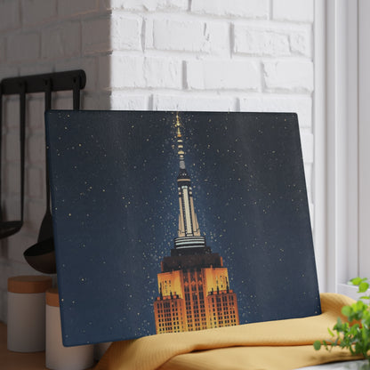 Empire State New York Night Skyline Glass Cutting Board Kitchen Home Decor