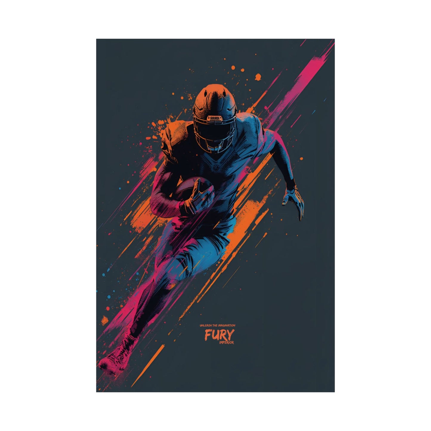 “Fury” Football Wall Art Poster | Neon Grunge Running Back Matte Print