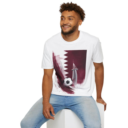 Qatar Soccer T-Shirt – Flag, Football & Aspire Tower Design Tee