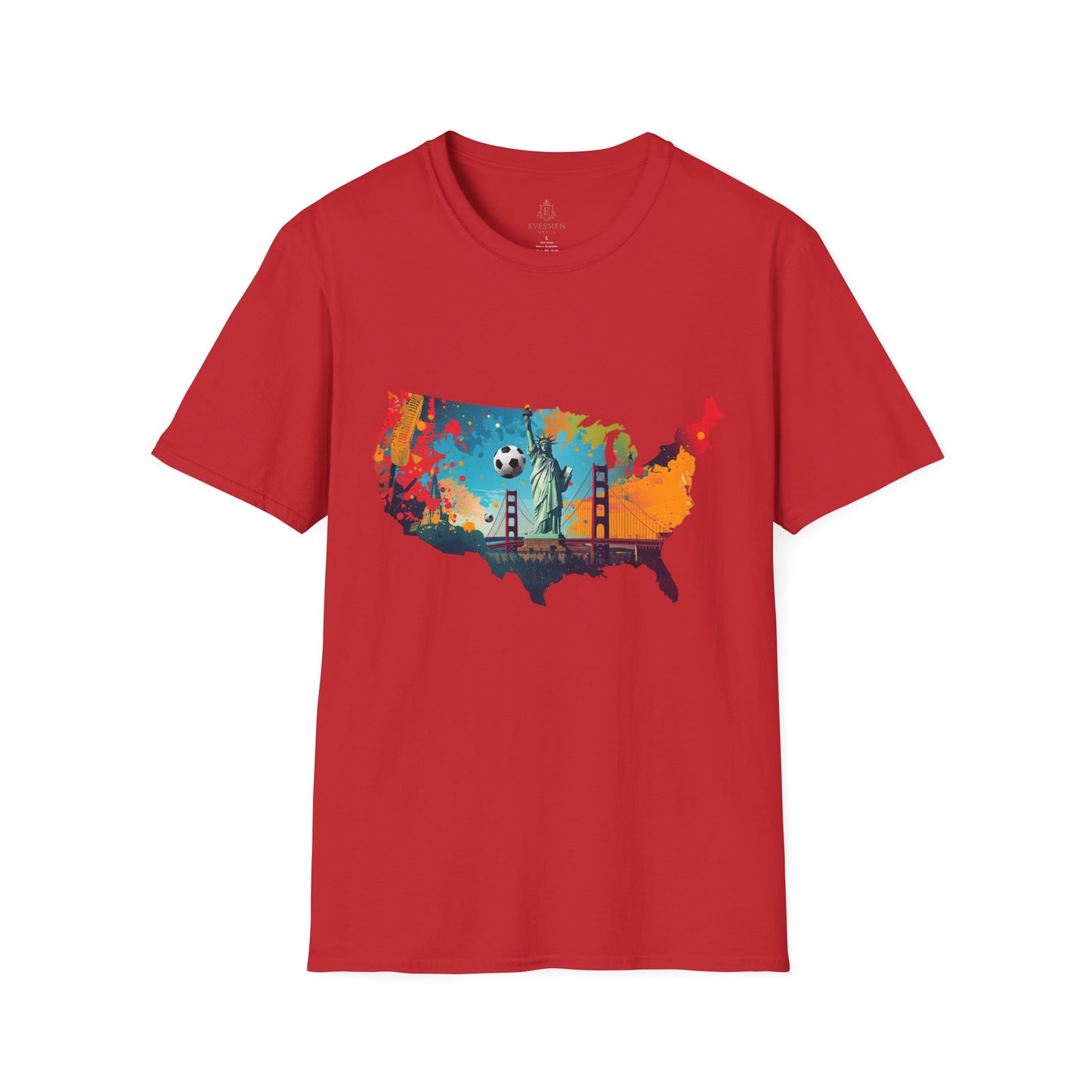 USA Soccer Match Day T-shirt — Colorful Map Graphic Tee