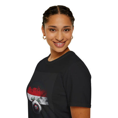 Iraq Flag Abstract Grunge Tee Lions of Mesopotamia Soccer Fan T-Shirt