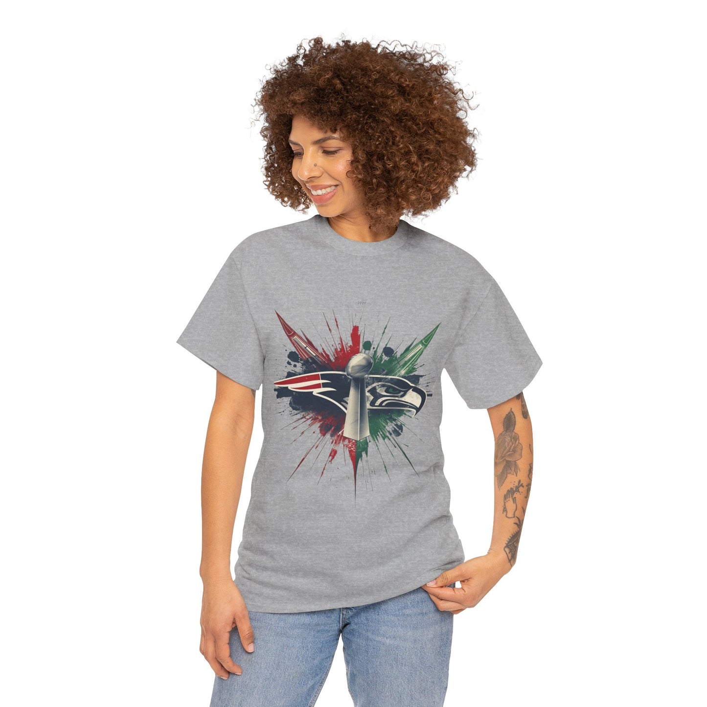Legendary Championship Matchup Splatter Logo T‑Shirt Football Big Game 2026