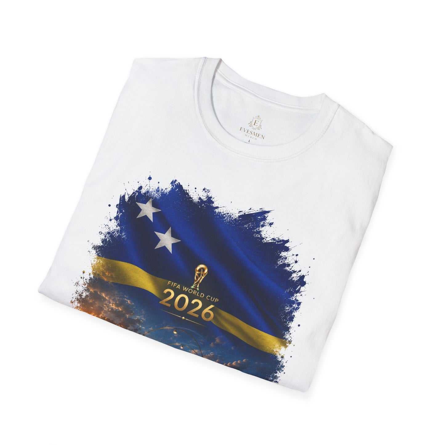 Curaçao Football Flag Handelskade T‑Shirt Cinematic Caribbean Soccer Tee