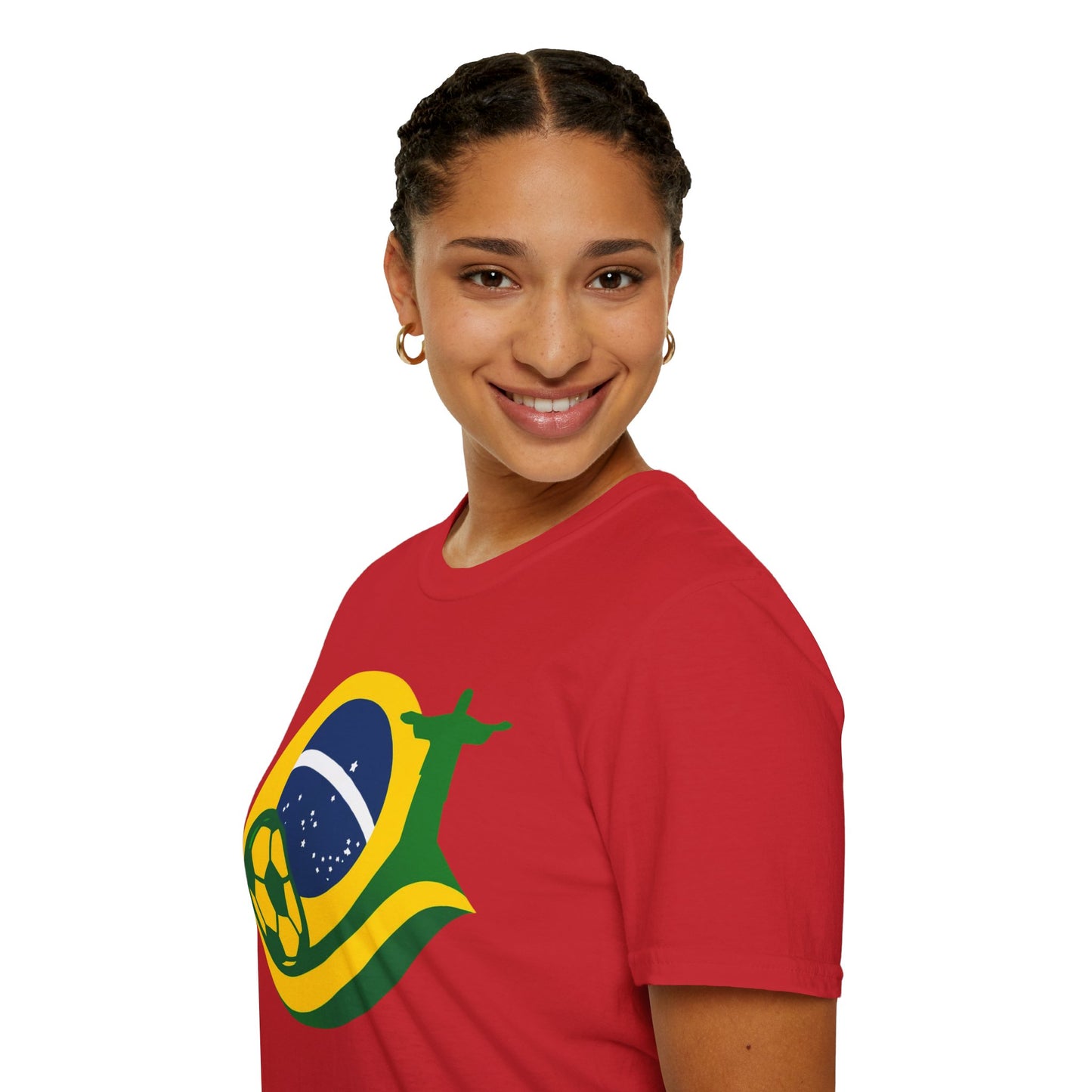 Brazil Soccer T-Shirt – Brazilian Flag, Christ the Redeemer & Football Graphic Tee