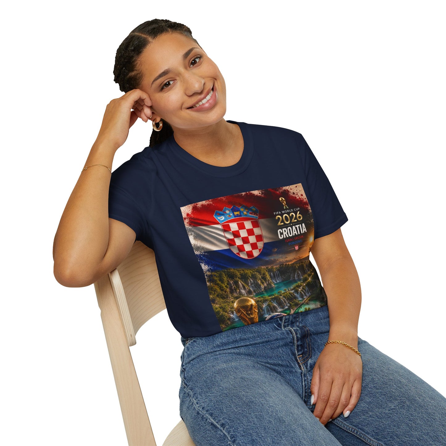 Croatia Football Flag Plitvice Lakes T-Shirt Vatreni Soccer Landscape Tee