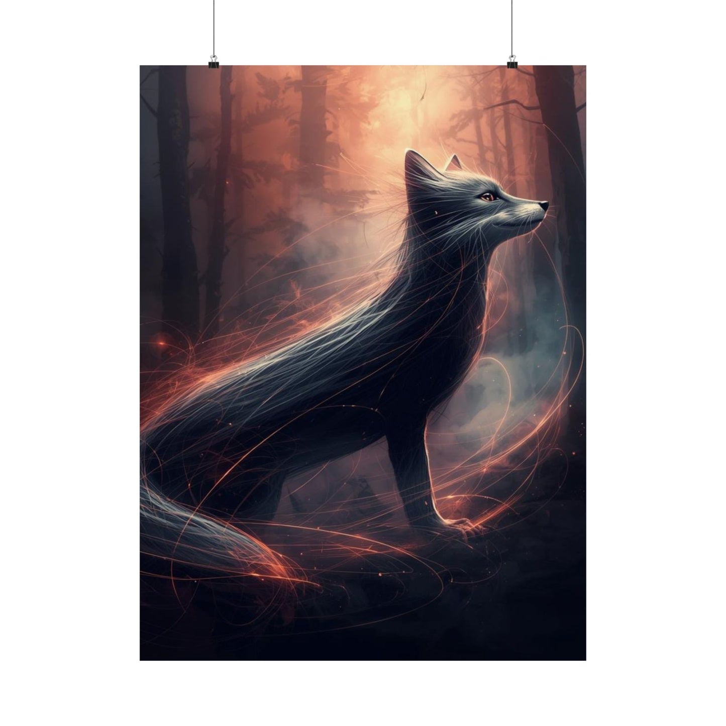 Mystic Fox Wall Art Poster | Matte Vertical Forest Fantasy Print