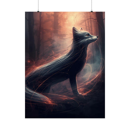 Mystic Fox Wall Art Poster | Matte Vertical Forest Fantasy Print