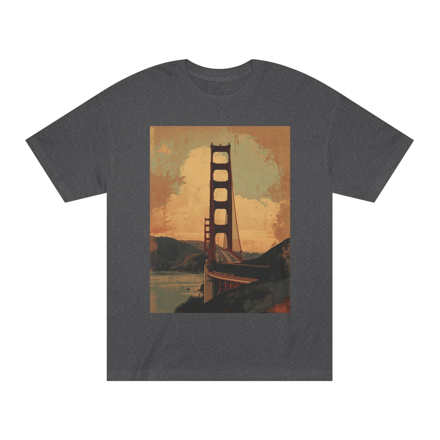 Golden Gate Bridge Art Print T-Shirt Vintage-Styled Classic Tee