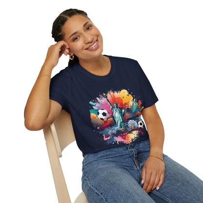 Statue of Liberty Soccer Splash Match Day T-Shirt — NYC Football Fan Tee