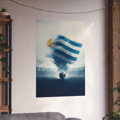 Uruguay Football Poster – Matte Vertical Soccer Art with National Flag