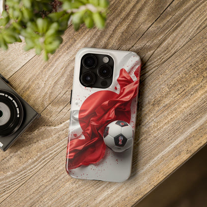 Red Satin Japan Flag Soccer Ball Design Phone Protective Case