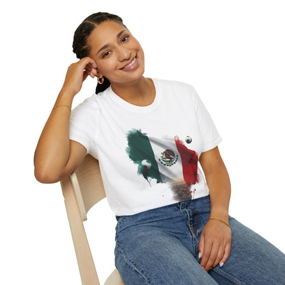Mexican Flag Football T-Shirt — Soccer and Stadium Lights Graphic Tee