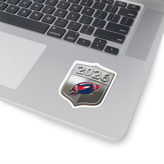 2026 Football Big Game Kiss-Cut Sticker — Metallic Year Emblem