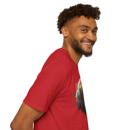 Ghana Soccer Ball with Accra Skyline and Flag Drips T-shirt Fan Tee