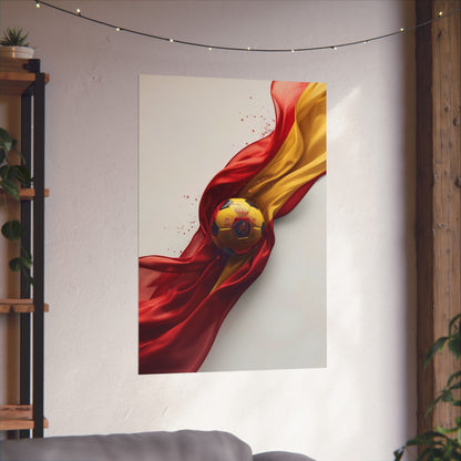 Spain Football Team Custom Ball with Flag and Crest Art Poster