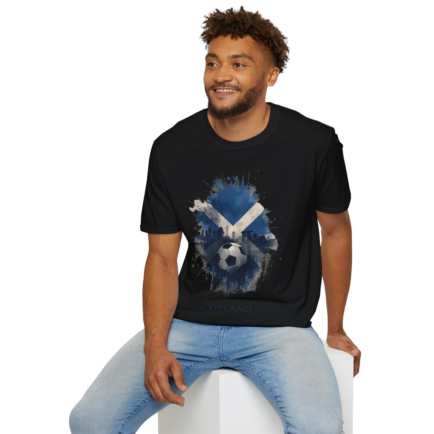 Scotland Football Flag Abstract Saltire Tee Tartan Army Soccer T-Shirt