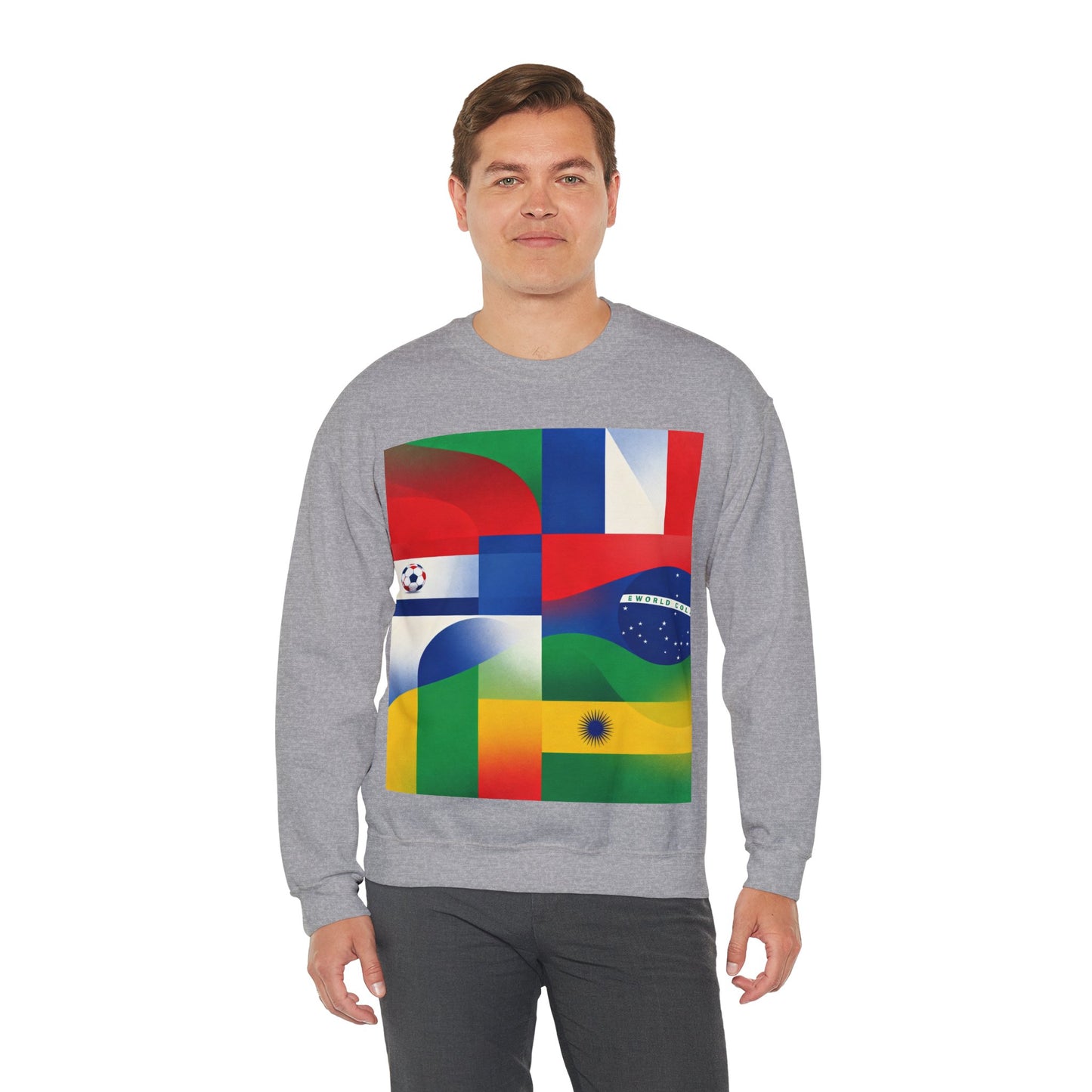 Match Day Flags Crewneck Sweatshirt — Colorful Soccer World Design