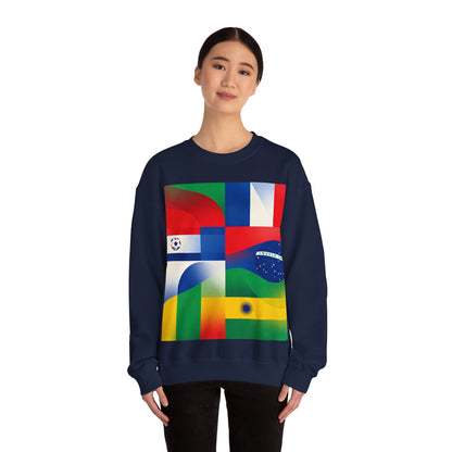 Match Day Flags Crewneck Sweatshirt — Colorful Soccer World Design