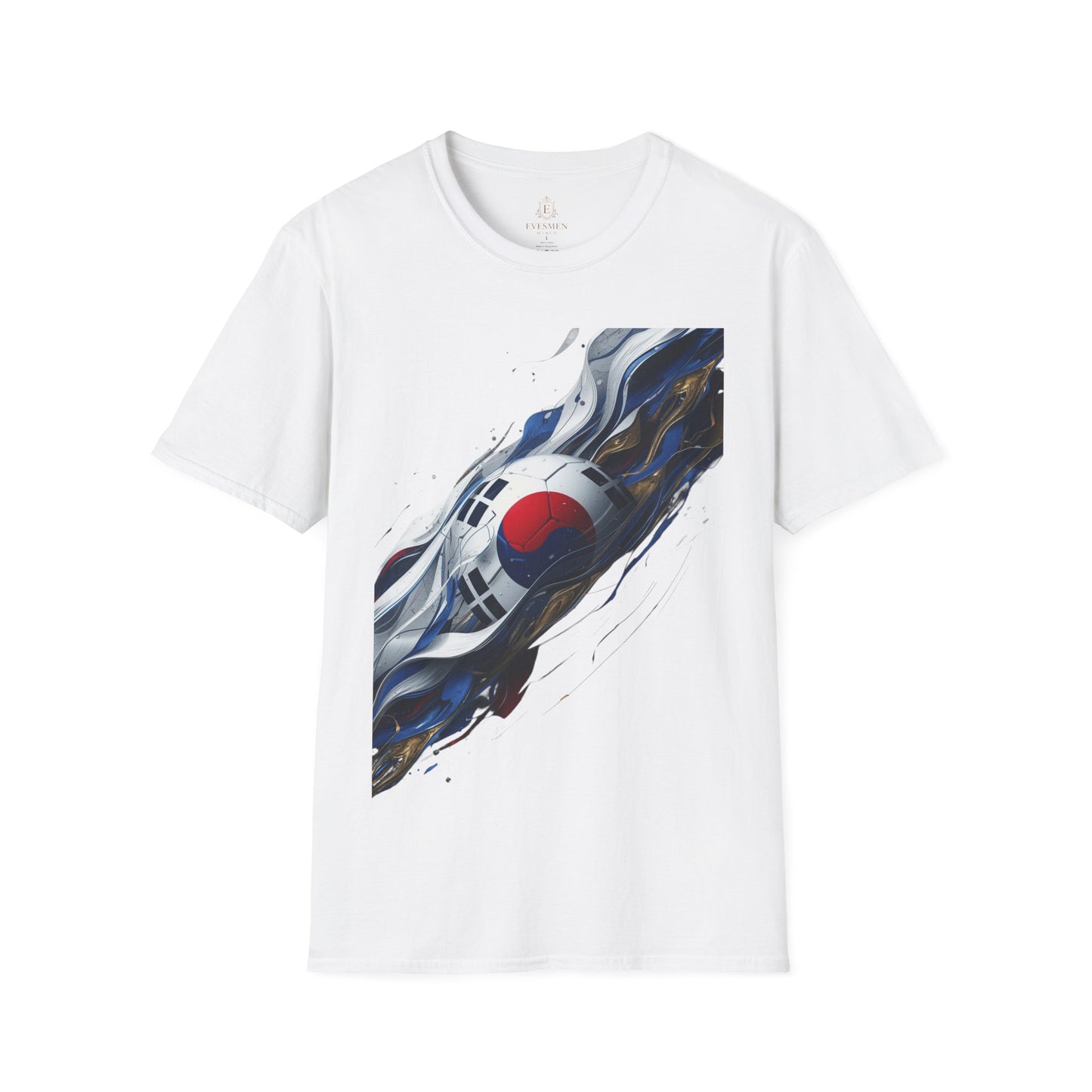 South Korea Football Wave Flag T-Shirt Luxury Abstract Soccer T-Shirt