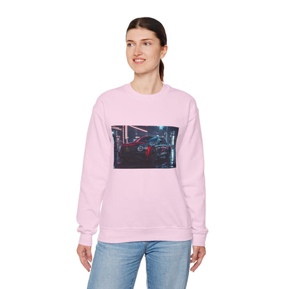 Racing Night Crewneck Sweatshirt – Neon Cyberpunk Sports Car Graphic
