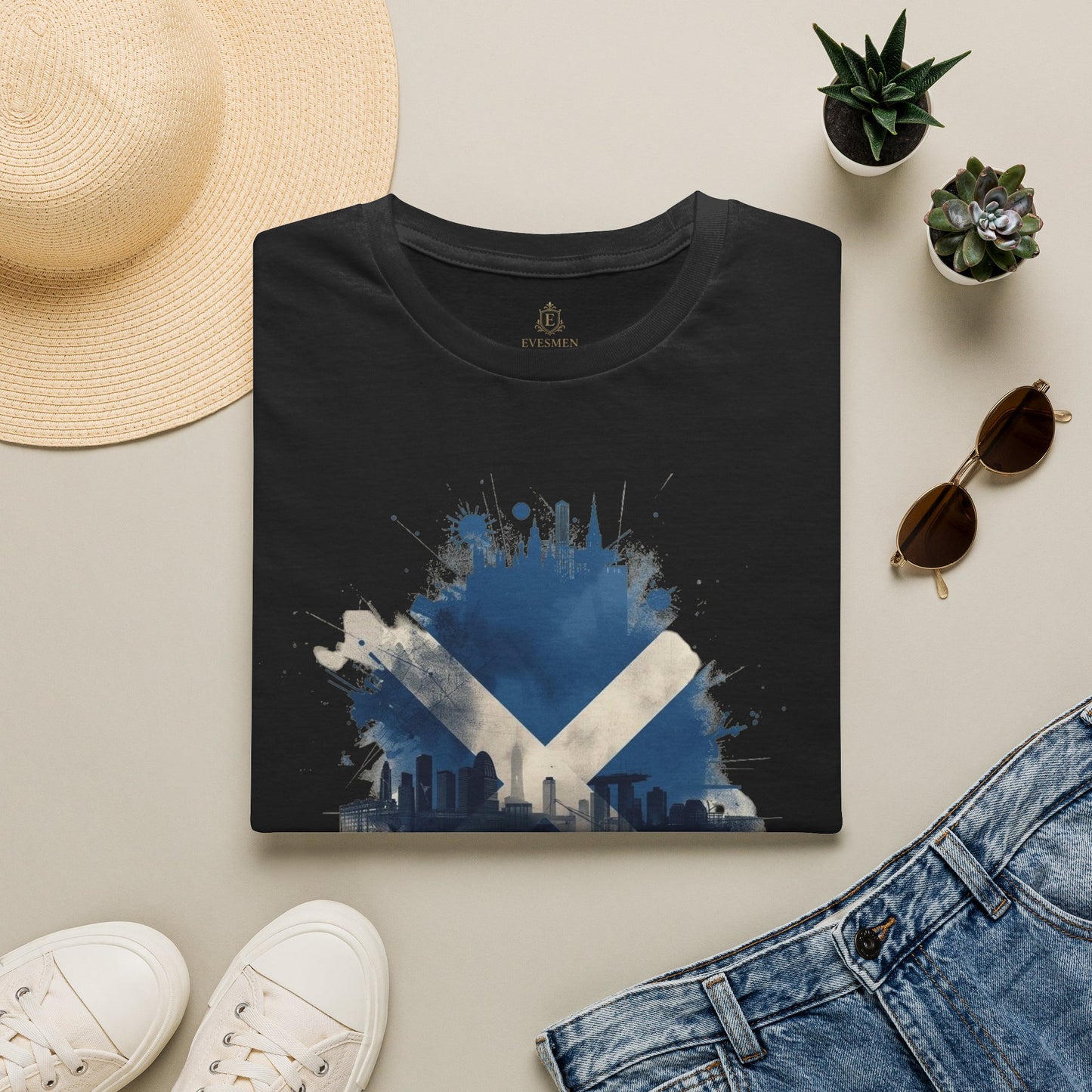 Scotland Football Flag Abstract Saltire Tee Tartan Army Soccer T-Shirt
