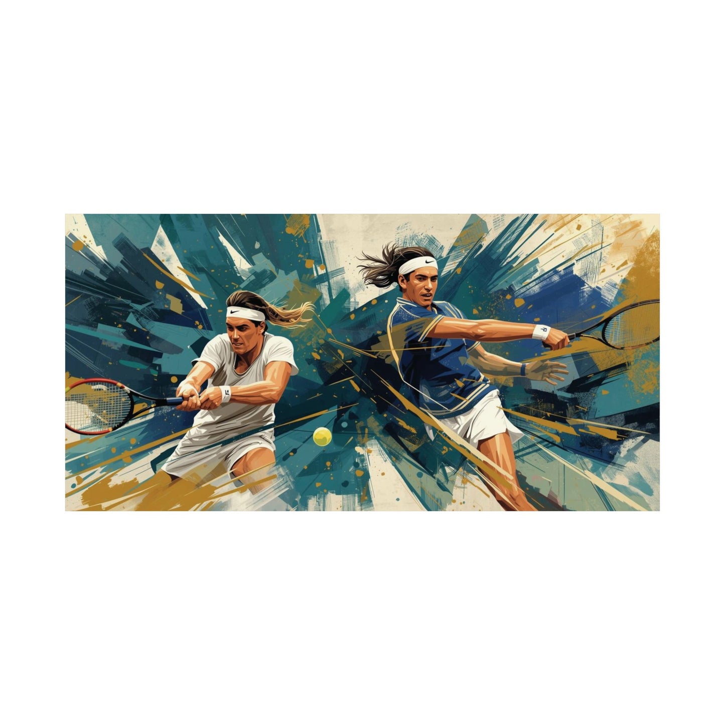 Dynamic Tennis Duo Wall Poster — Tennis Player Art Print