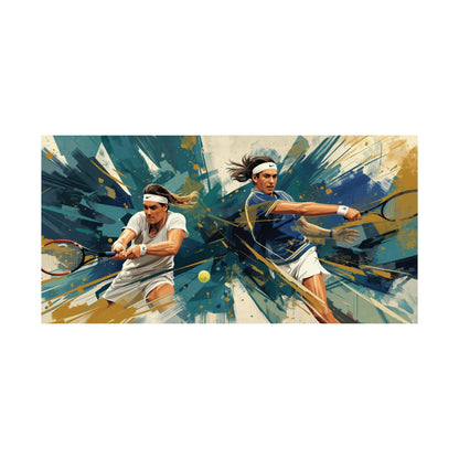 Dynamic Tennis Duo Wall Poster — Tennis Player Art Print