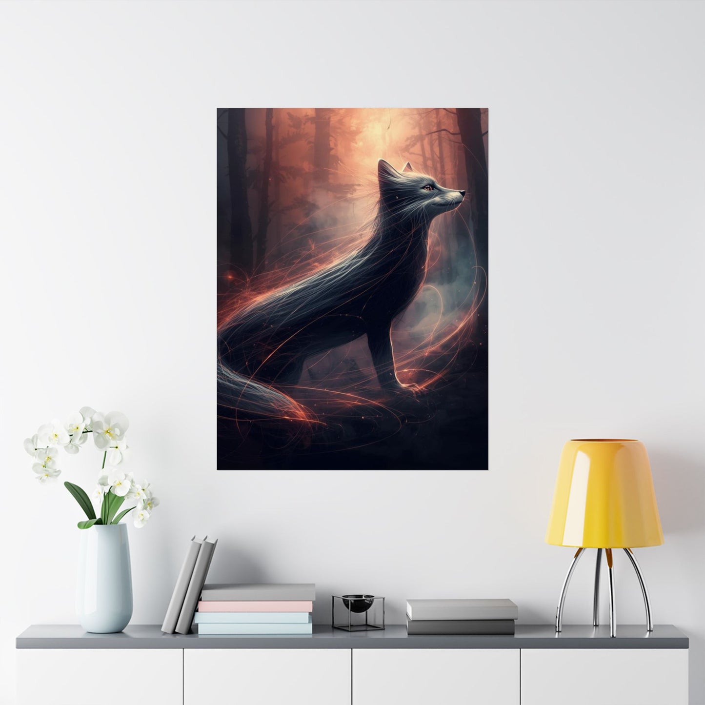 Mystic Fox Wall Art Poster | Matte Vertical Forest Fantasy Print