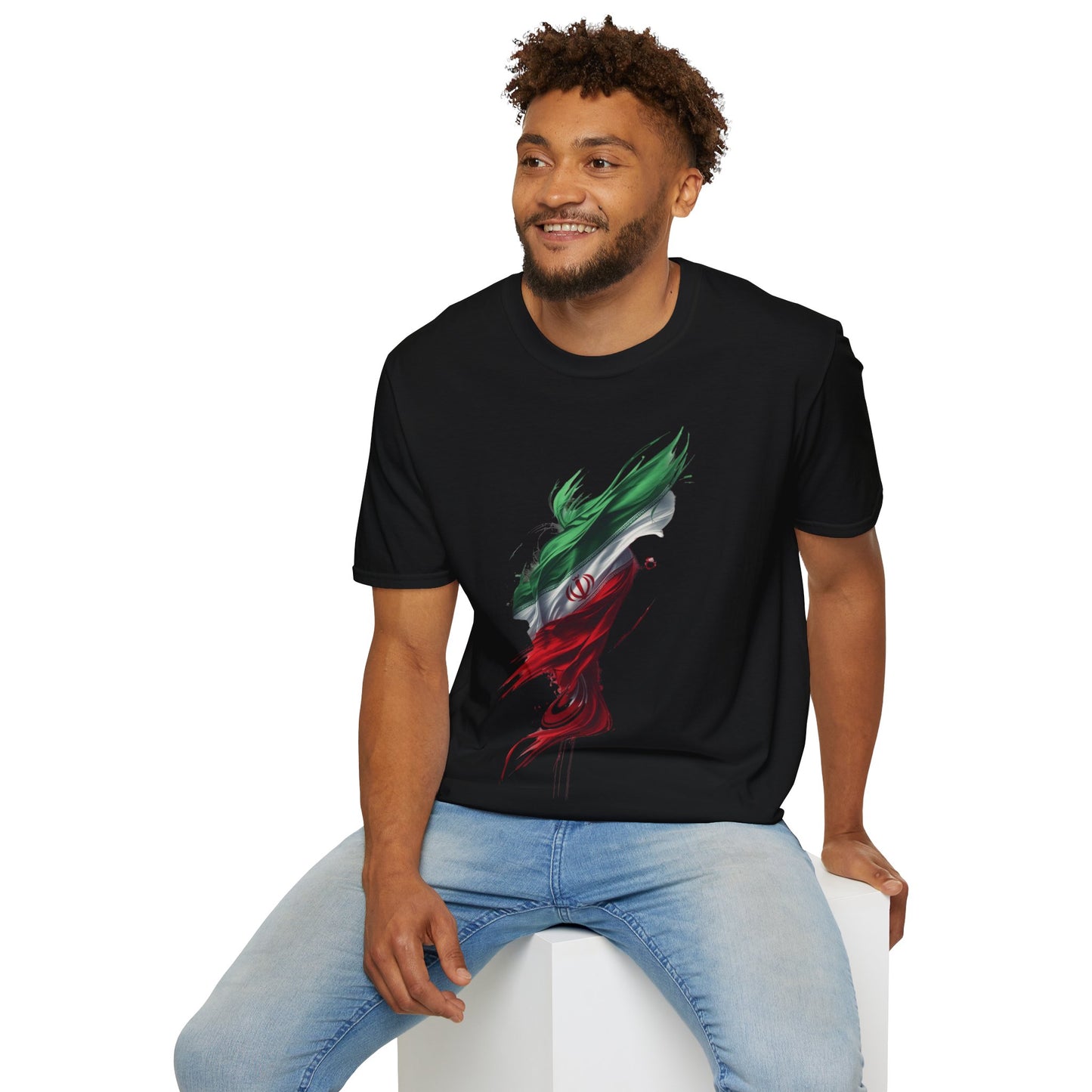 Iran Flag Brushstroke T-Shirt — Artistic Persian Pride Design Tee