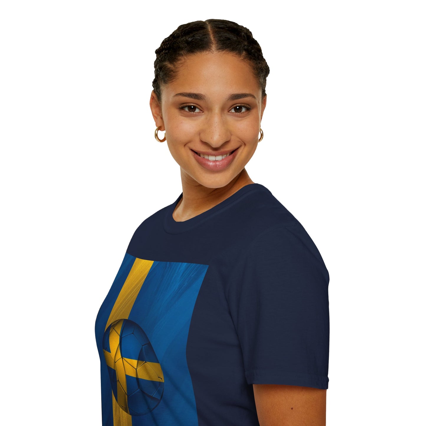Sweden Football Flag Graphic T-Shirt Modern Blågult Soccer Design Tee